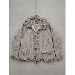 Artesanias Ishka Wool Hand Made Sweater Womens XL Full Zip - Made In Ecuador